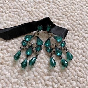Green chandelier earrings - holiday!